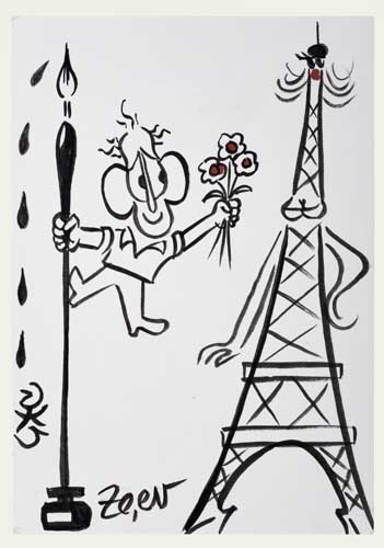 Appraisal: CARTOONISTS Group of five cards each Signed and Inscribed and