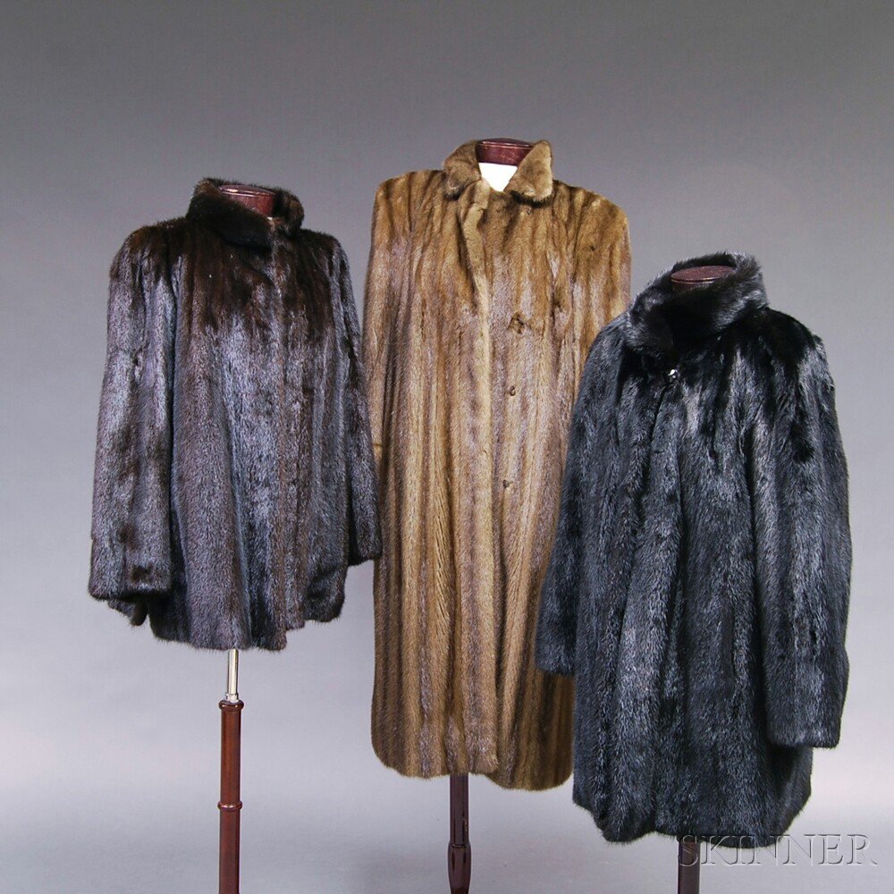 Appraisal: Three Full and Half-length Brown Mink Coats with front button