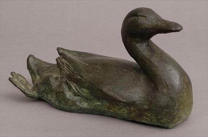 Appraisal: GEORG EHRLICH - BRONZE OF A SWIMMING DUCK Hollow cast