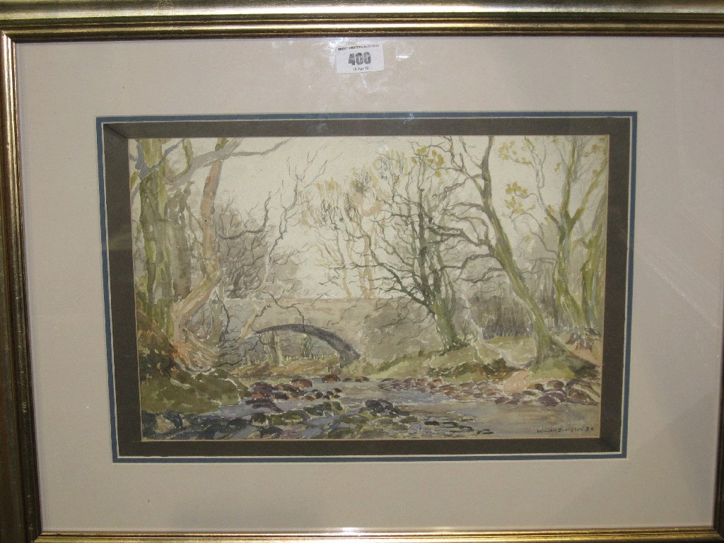 Appraisal: Watercolour 'Roman Bridge near Furnace' signed and dated William Johnson