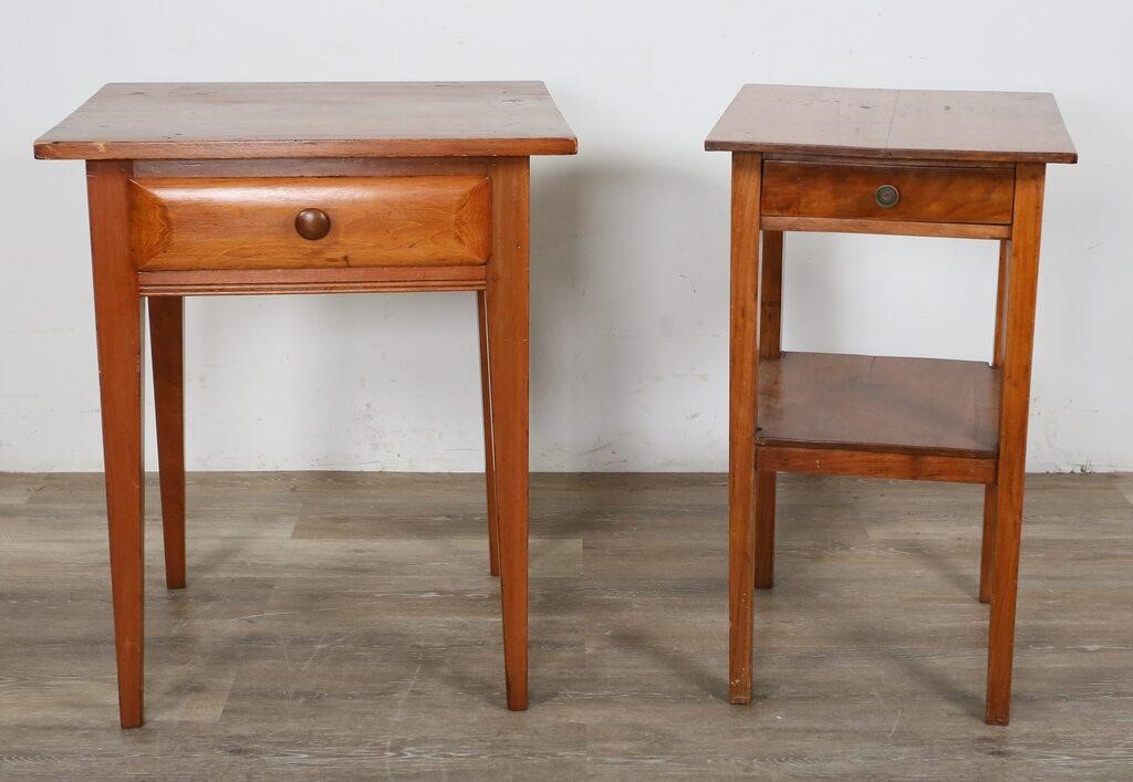 Appraisal: Two Hepplewhite side tables Block legs one drawer to each