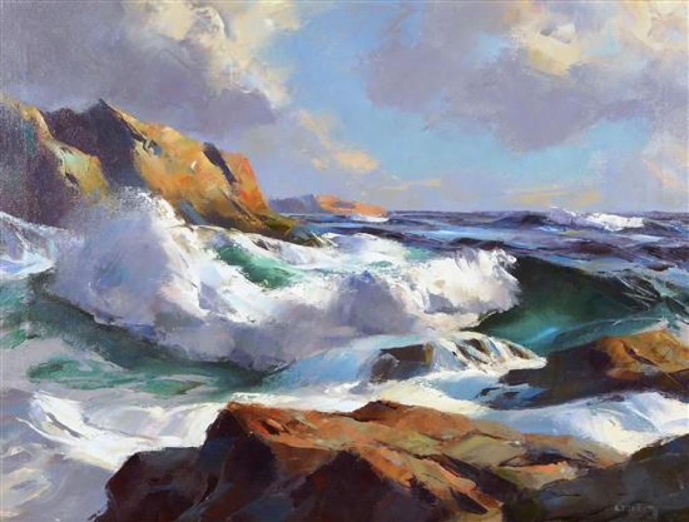 Appraisal: Alphonse Joseph Shelton American - oil on masonite depicts costal