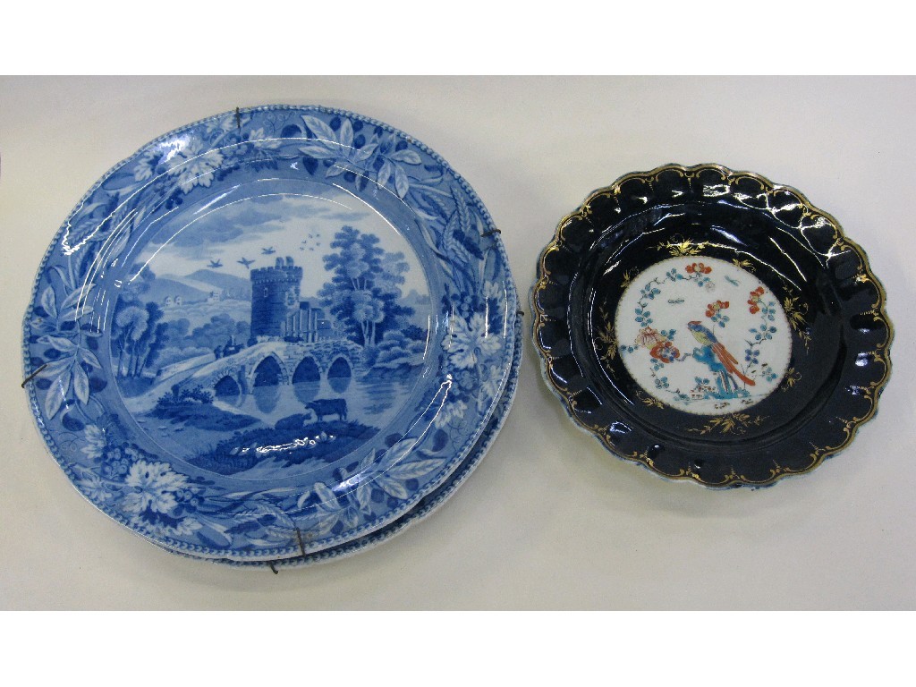 Appraisal: Early Worcester porcelain plate decorated with a bird amongst a