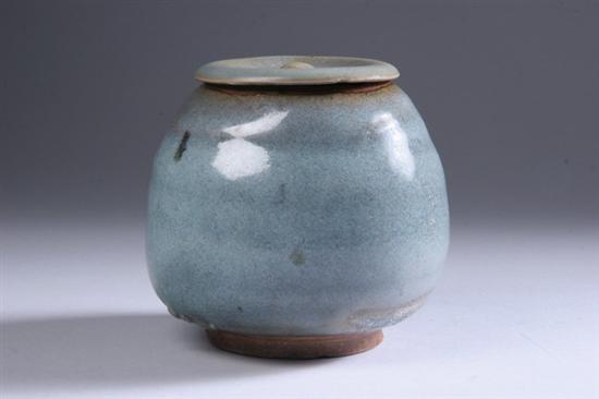 Appraisal: CHINESE JUN STONEWARE JAR AND COVER Song dynasty Ovoid-form -