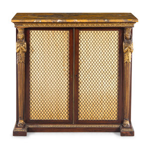 Appraisal: A Regency Egyptian Revival Style Parcel Gilt Rosewood Cabinet th