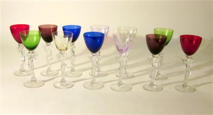 Appraisal: Set of twelve Bohemian gass wine glasses th century