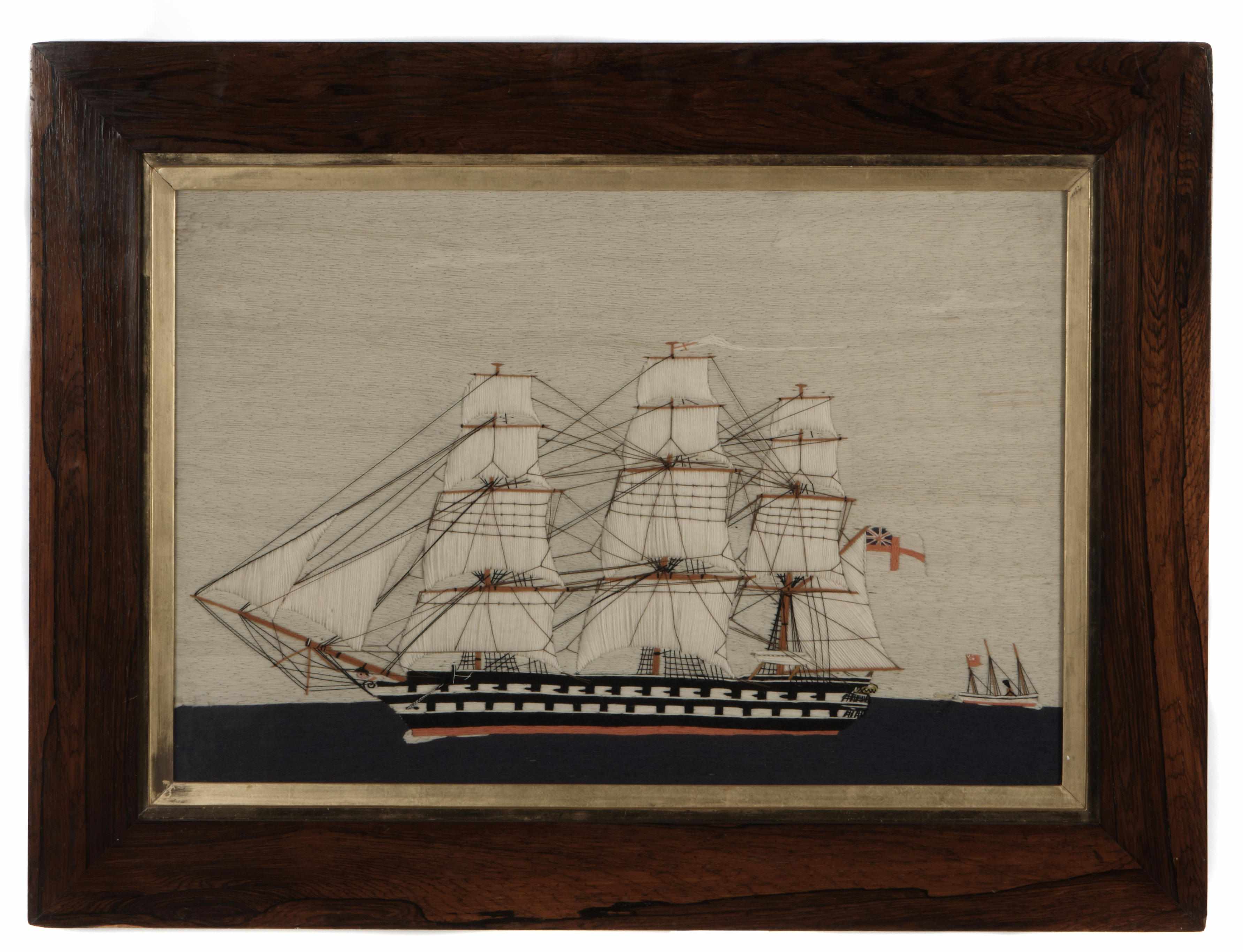 Appraisal: An English woolsey depicting a British three masted sailing ship