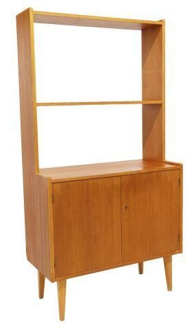 Appraisal: Danish mid-century modern teak bookcase cabinet c s fitted with