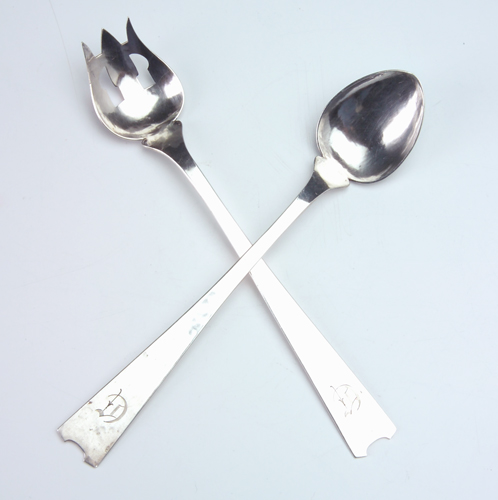 Appraisal: Kalo sterling fork and spoon hand-hammered surface monogramed C oz