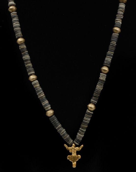 Appraisal: COSTA RICAN-STYLE BEADED NECKLACE WITH ANIMAL PENDANT in Provenance Property