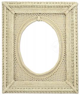 Appraisal: OUTSTANDING SAILOR MADE MACRAME FRAME WITH OVAL WINDOW OUTSTANDING SAILOR