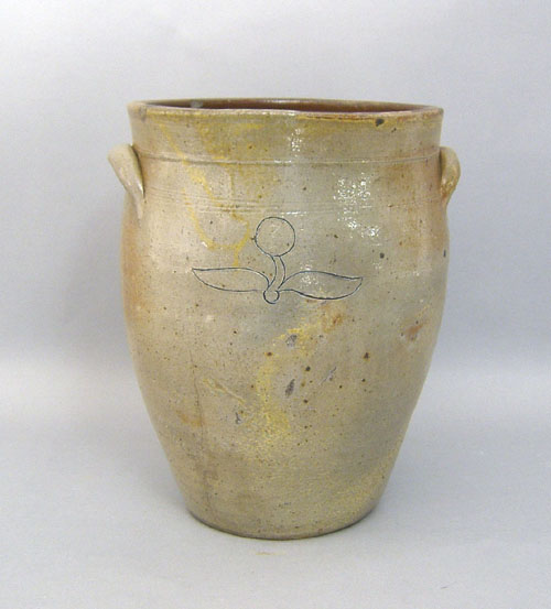 Appraisal: Stoneware crock th c with incised decoration h