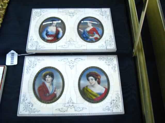 Appraisal: Pair of Ivory Duplex Framed Portraits each frame contains two