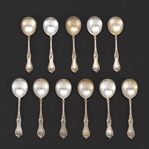 Appraisal: ELEVEN REED BARTON STERLING SILVER SPOONS LES CINQ FLEURS PATTERN