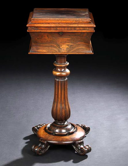 Appraisal: William IV Rosewood Teapoy mid- th century the stepped top