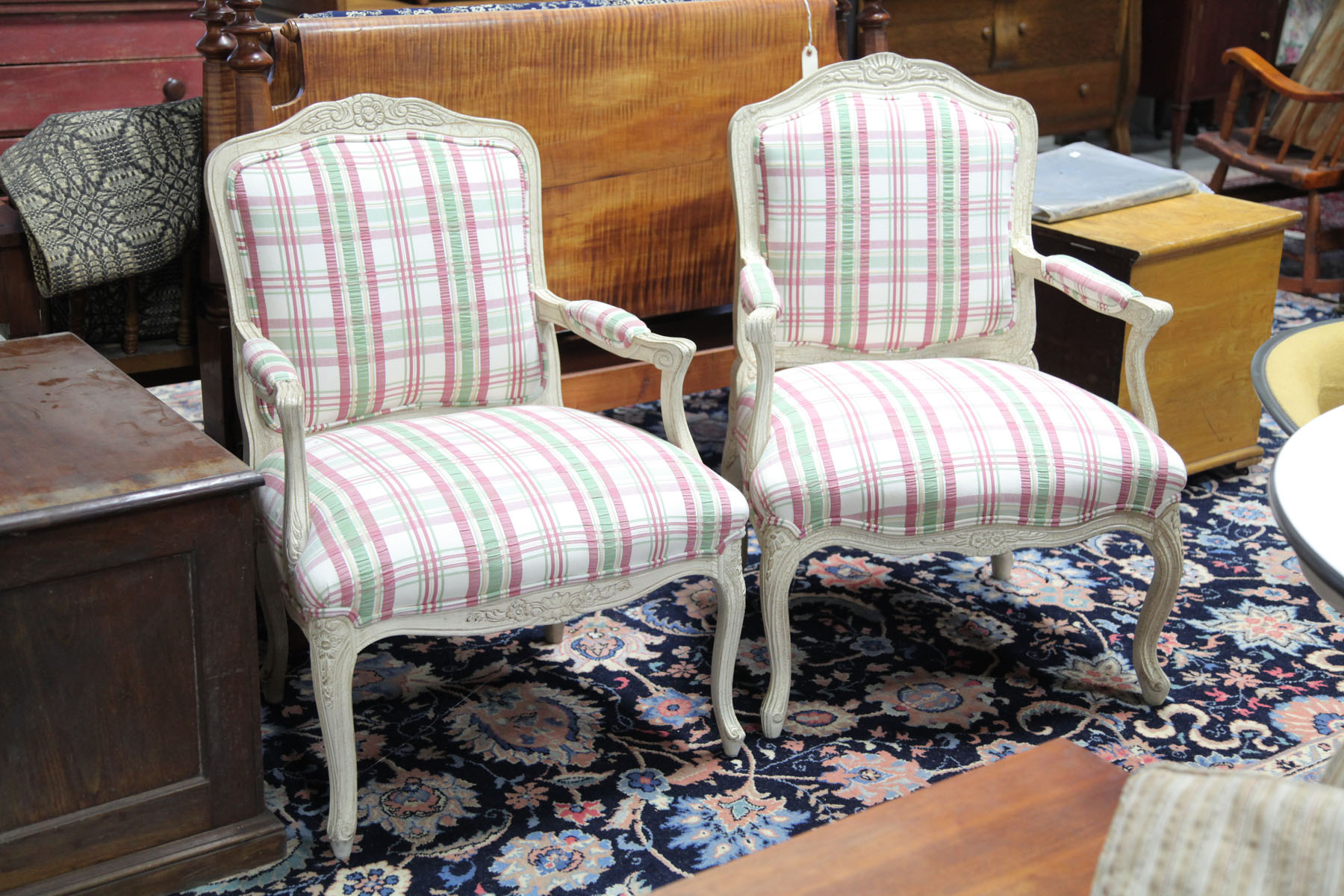 Appraisal: PAIR OF HIGHLAND HOUSE ARMCHAIRS North Carolina comtemporary White painted