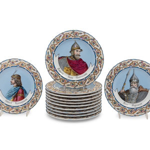 Appraisal: A Set of Twelve Russian Portrait Plates Kuznetsov Porcelain Factory