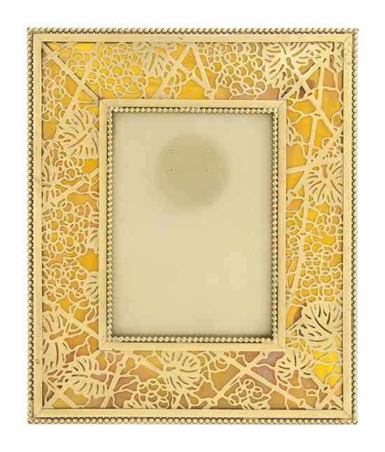 Appraisal: A Tiffany Studios Bronze Frame in the Grapevine pattern stamped