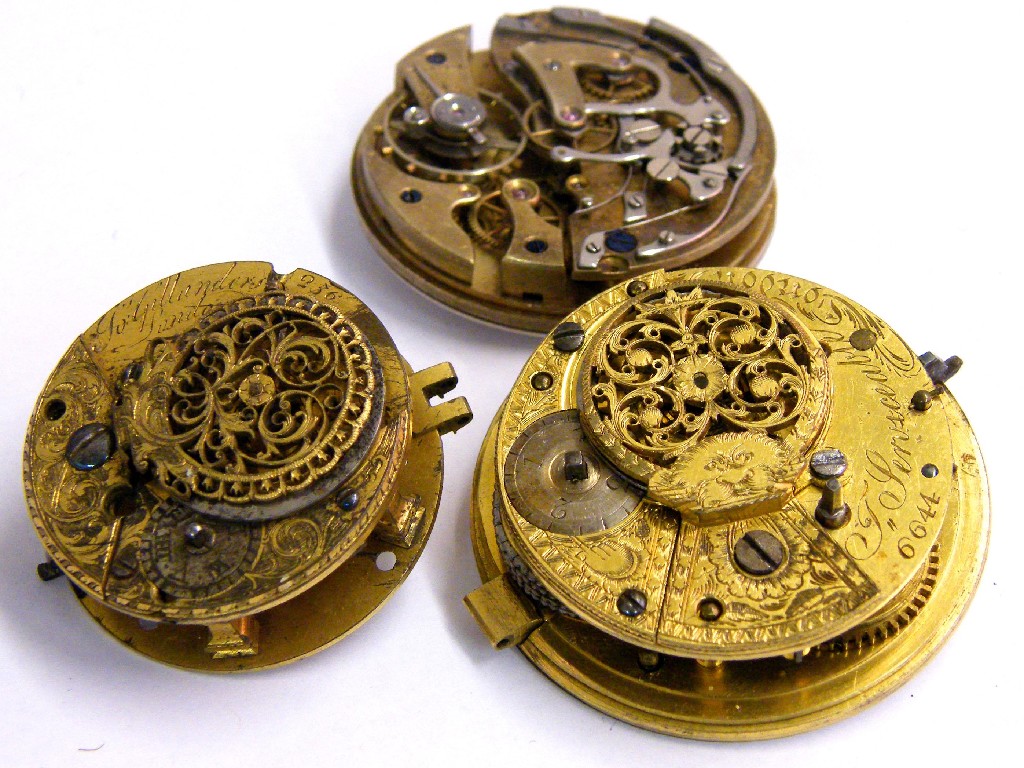 Appraisal: Part th century pocket watch movement signed J Gillander London