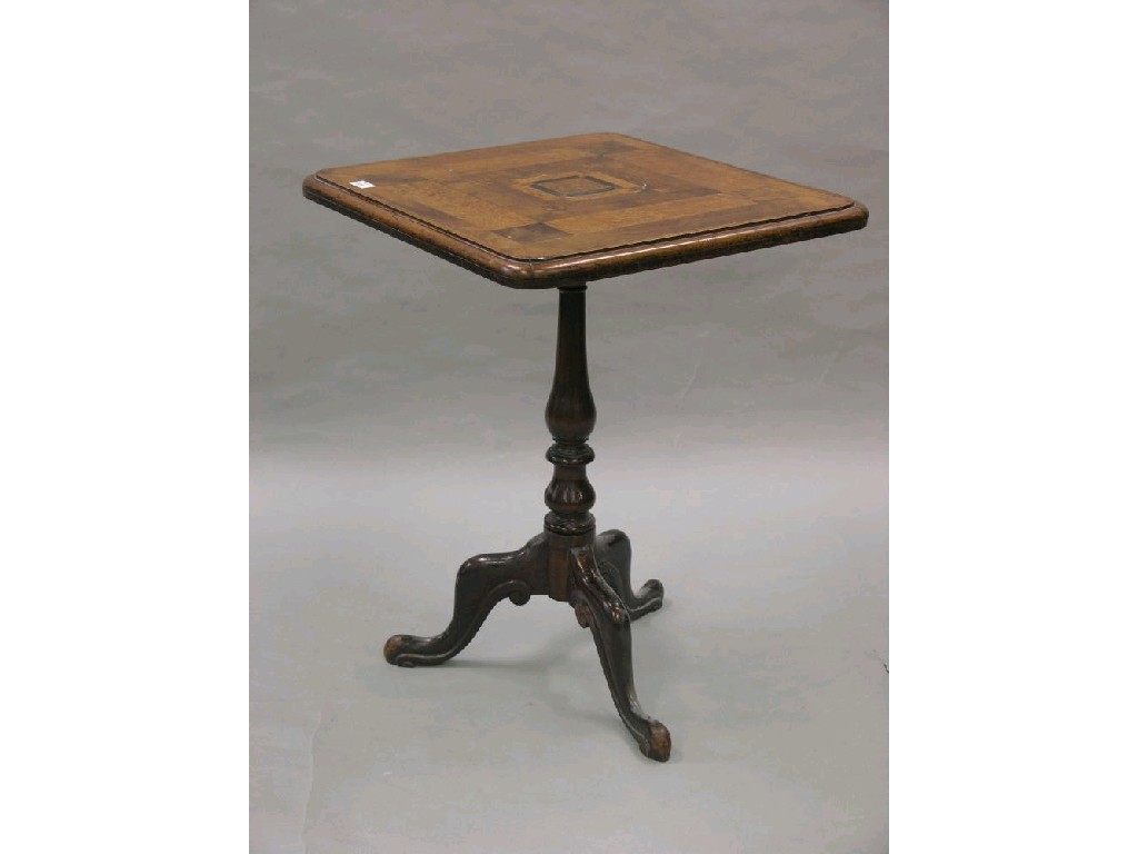 Appraisal: A Victorian tripod table square top inlaid with parquetry in