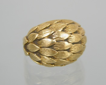 Appraisal: A Ladies' Foliate Design Gold Ring k yellow gold dome