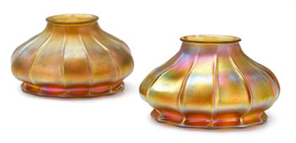 Appraisal: Six Art glass shades attributed to steuben corning new york