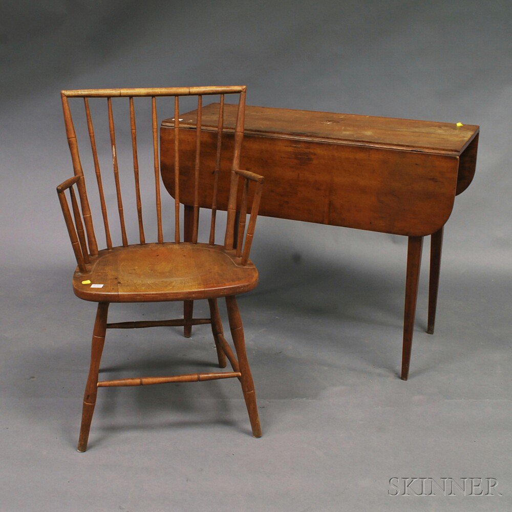 Appraisal: Bamboo-turned Rod-back Windsor Armchair and a Federal Cherry Pembroke Table