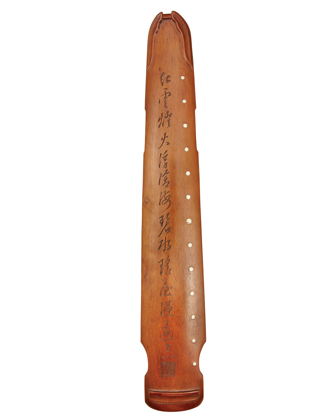 Appraisal: Chinese Boxwood Guqin th Century The instrument inlaid with bone