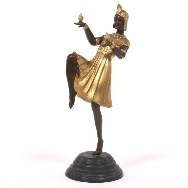 Appraisal: AFTER DIMITRI HARALAMB CHIPARUS - Nubian Dancer Patinated bronze sculpture