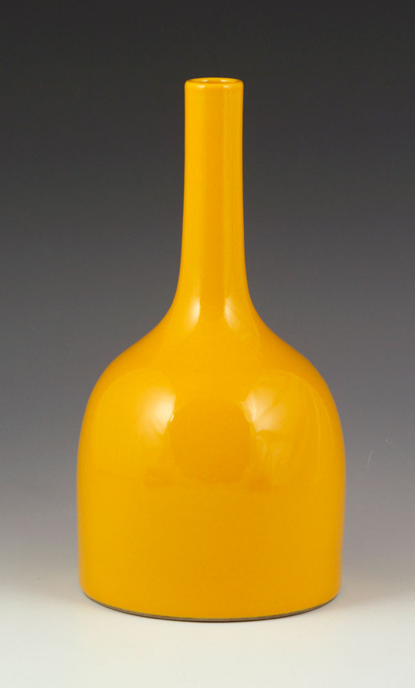 Appraisal: - Chinese Zun Vase Porcelain Chinese yellow glazed long necked