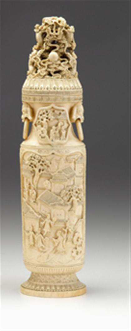 Appraisal: Large Chinese elephant ivory covered vase mark to base early