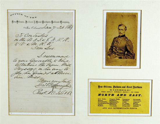 Appraisal: General Beauregard signature and photograph dated Jan correspondence on Office