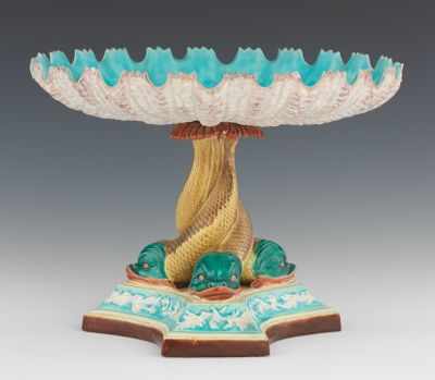 Appraisal: Royal Worchester Majolica Compote Fantastic Royal Worchester compote with sea