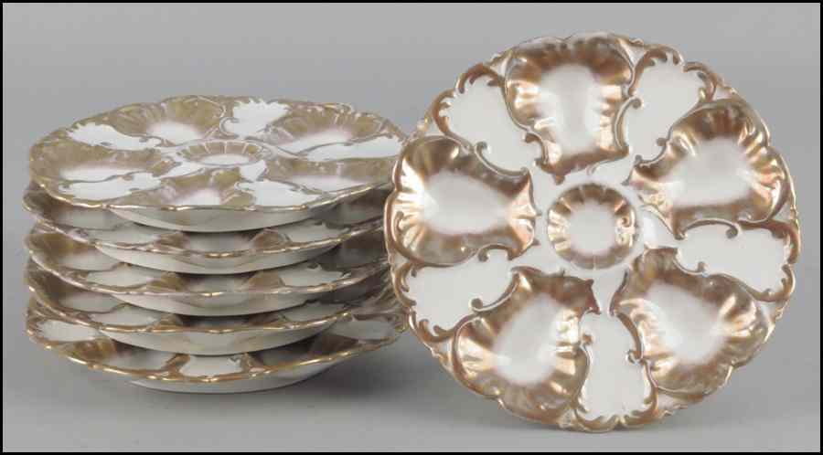 Appraisal: SET OF SIX LIMOGES GILT PORCELAIN OYSTER PLATES Diameter ''