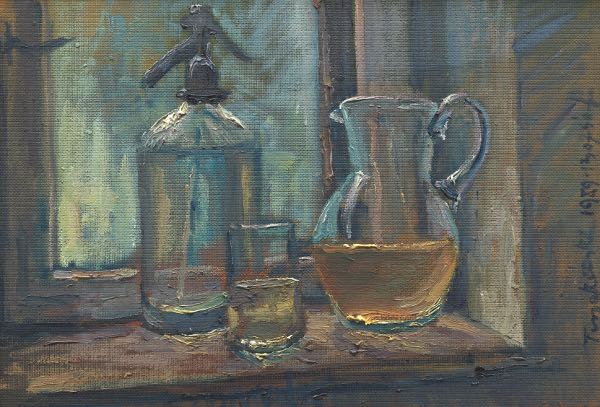 Appraisal: JANOS BOZSO HUNGARIAN - x Still life with water and