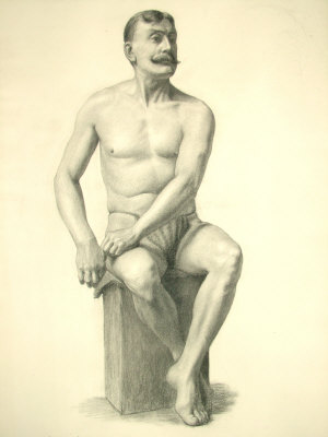 Appraisal: British School early th century- Study of seated man black