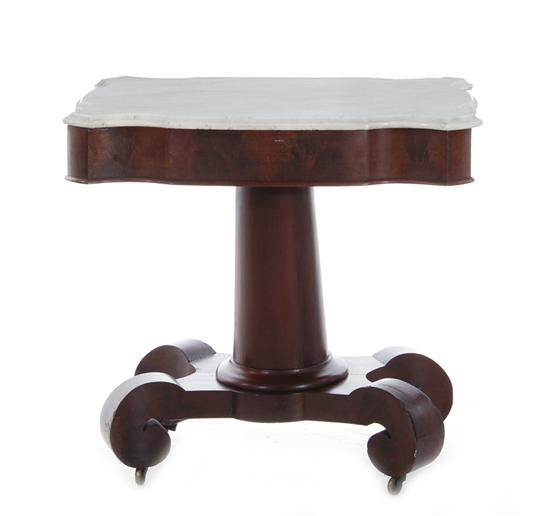 Appraisal: American Classical mahogany and marbletop center table circa serpentine marble