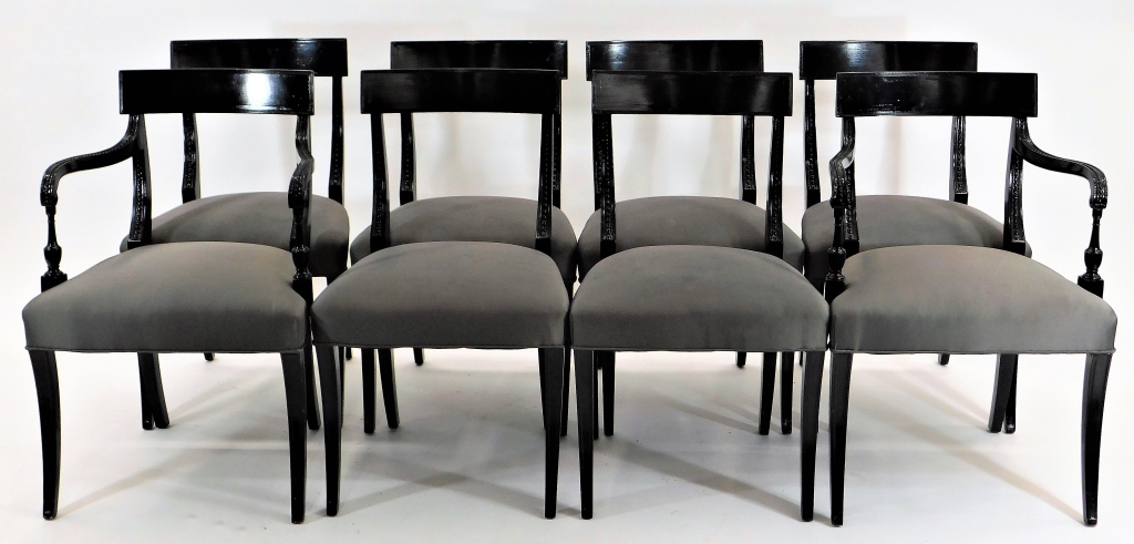 Appraisal: AMERICAN BLACK PAINTED GREY SEAT DINNING CHAIRS United States th