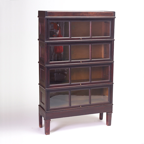 Appraisal: Barrister bookcase with four glass-front shelves with coffered side panels