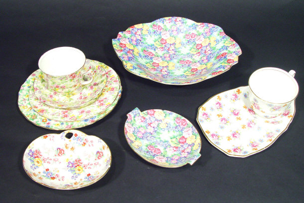 Appraisal: Royal Winton Julia patterned bowl and dish Winton tea cup