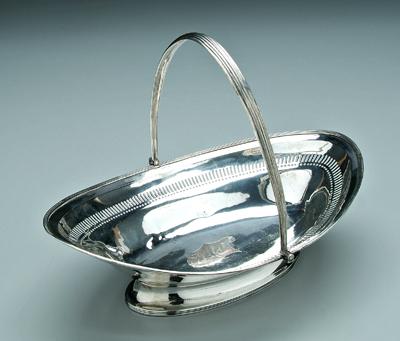 Appraisal: George III English silver basket oval with reeded borders pedestal