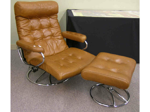 Appraisal: Mid-century modern style lounge chair with ottoman chrome frame with