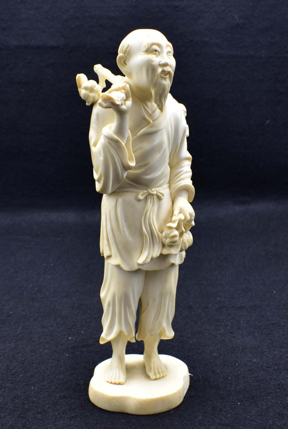 Appraisal: CHINESE CARVING OF AN ELDERLY GARDNERLate th Century The expressive