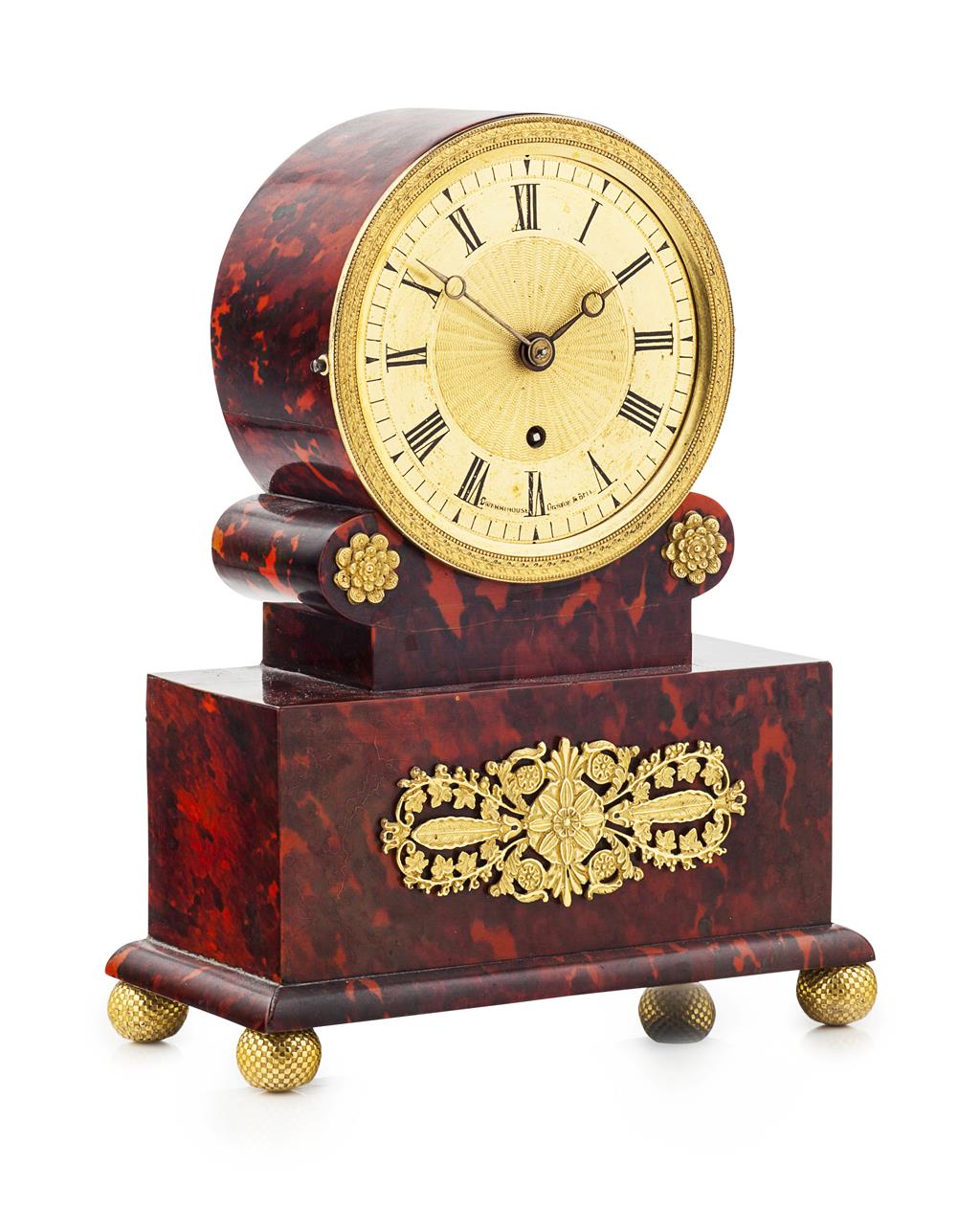 Appraisal: YWILLIAM IV TORTOISESHELL AND GILT METAL MANTEL TIMEPIECE BY DWERRIHOUSE