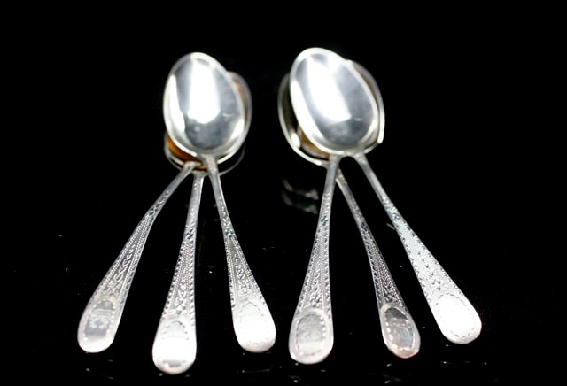 Appraisal: Six bright cut teaspoons various dates and makers late th