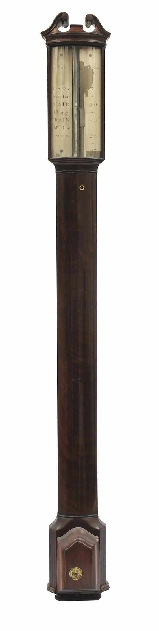 Appraisal: A TH CENTURY ENGLISH MAHOGANY CASED STICK BAROMETER SIGNED BATE