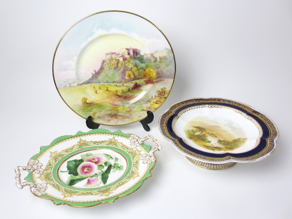 Appraisal: A Minton cabinet plate painted with Stirling Castle a comport