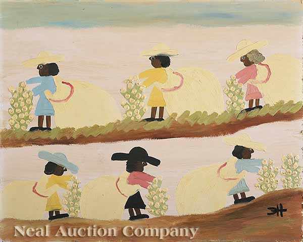 Appraisal: Clementine Hunter American Louisiana - Cotton Pickers oil on board