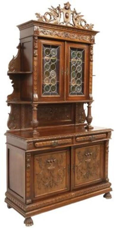 Appraisal: ITALIAN RENAISSANCE REVIVAL CARVED SIDEBOARDItalian Renaissance Revival carved walnut sideboard