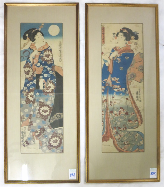 Appraisal: A PAIR OF JAPANESE WOODBLOCK PORTRAIT PRINTS Kunisada I aka